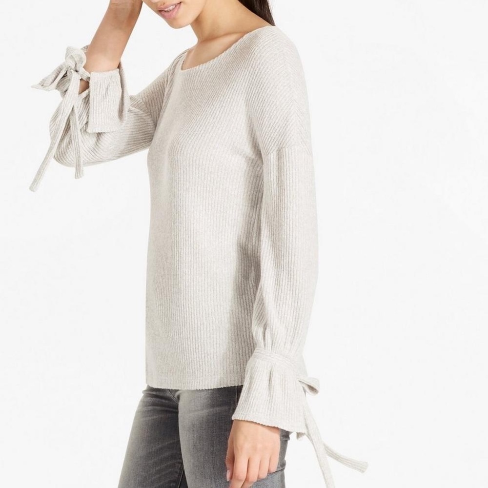 Lucky Brand women's fashion knit tie sleeve rib pullover top - Picture 3 of 14